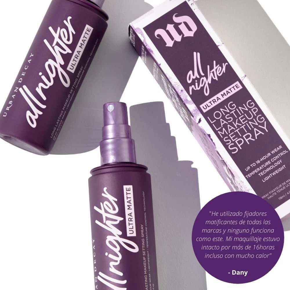 Urban Decay All Nighter Ultra Matte Setting Spray Fijador De Maquillaje 4 Urban Decay All Nighter Ultra Matte Setting Spray Fijador De Maquillaje - Imagen 2